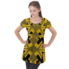 Abstract Pattern Geometric Backgrounds   Puff Sleeve Tunic Top by Eskimos