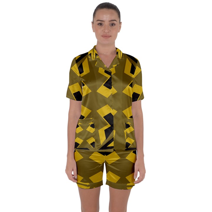 Abstract pattern geometric backgrounds   Satin Short Sleeve Pajamas Set