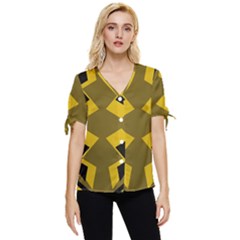 Abstract Pattern Geometric Backgrounds   Bow Sleeve Button Up Top