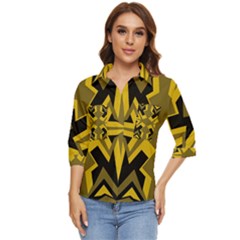 Abstract Pattern Geometric Backgrounds   Women s Quarter Sleeve Pocket Shirt