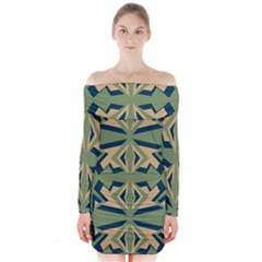 Abstract Pattern Geometric Backgrounds   Long Sleeve Off Shoulder Dress by Eskimos