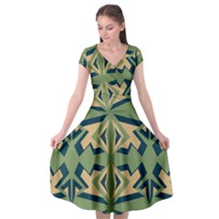 Abstract Pattern Geometric Backgrounds   Cap Sleeve Wrap Front Dress by Eskimos