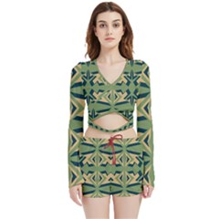 Abstract Pattern Geometric Backgrounds   Velvet Wrap Crop Top And Shorts Set by Eskimos