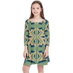 Abstract Pattern Geometric Backgrounds   Kids  Quarter Sleeve Skater Dress by Eskimos