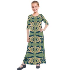 Abstract Pattern Geometric Backgrounds   Kids  Quarter Sleeve Maxi Dress by Eskimos