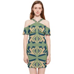 Abstract Pattern Geometric Backgrounds   Shoulder Frill Bodycon Summer Dress