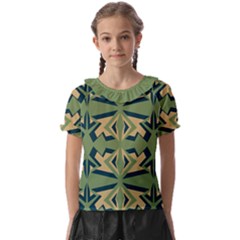 Abstract Pattern Geometric Backgrounds   Kids  Frill Chiffon Blouse by Eskimos