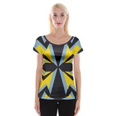 Abstract Pattern Geometric Backgrounds   Cap Sleeve Top by Eskimos