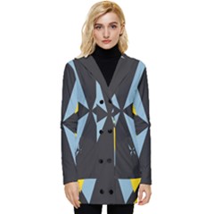 Abstract Pattern Geometric Backgrounds   Button Up Hooded Coat 