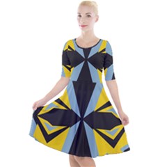 Abstract Pattern Geometric Backgrounds   Quarter Sleeve A-line Dress by Eskimos