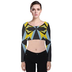 Abstract Pattern Geometric Backgrounds   Velvet Long Sleeve Crop Top by Eskimos