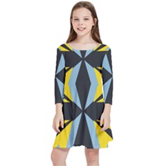 Abstract Pattern Geometric Backgrounds   Kids  Quarter Sleeve Skater Dress by Eskimos