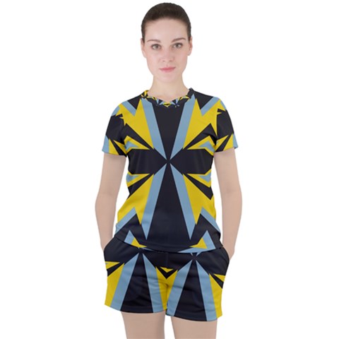 Abstract Pattern Geometric Backgrounds   Women s Tee And Shorts Set by Eskimos