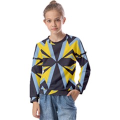 Abstract Pattern Geometric Backgrounds   Kids  Long Sleeve Tee With Frill 