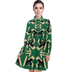 Abstract Pattern Geometric Backgrounds   Long Sleeve Chiffon Shirt Dress