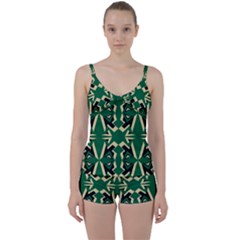 Abstract Pattern Geometric Backgrounds   Tie Front Two Piece Tankini by Eskimos