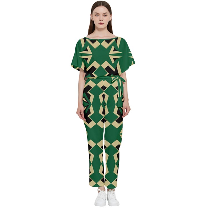 Abstract pattern geometric backgrounds   Batwing Lightweight Chiffon Jumpsuit