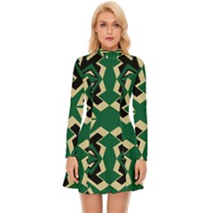 Abstract Pattern Geometric Backgrounds   Long Sleeve Velour Longline Dress