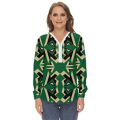 Abstract Pattern Geometric Backgrounds   Zip Up Long Sleeve Blouse