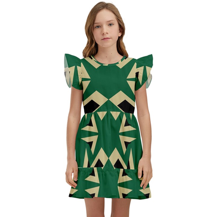 Abstract pattern geometric backgrounds   Kids  Winged Sleeve Dress