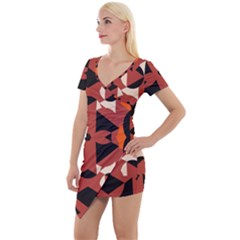 Abstract Pattern Geometric Backgrounds   Short Sleeve Asymmetric Mini Dress by Eskimos