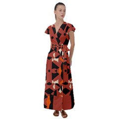 Abstract Pattern Geometric Backgrounds   Flutter Sleeve Maxi Dress by Eskimos