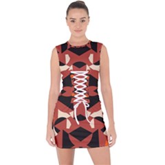 Abstract Pattern Geometric Backgrounds   Lace Up Front Bodycon Dress by Eskimos