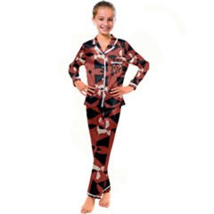 Abstract Pattern Geometric Backgrounds   Kid s Satin Long Sleeve Pajamas Set