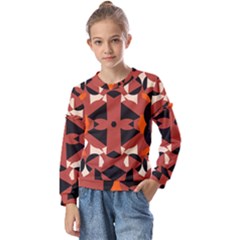 Abstract Pattern Geometric Backgrounds   Kids  Long Sleeve Tee With Frill 