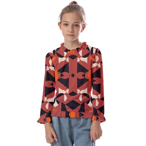 Abstract Pattern Geometric Backgrounds   Kids  Frill Detail Tee by Eskimos