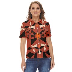 Abstract Pattern Geometric Backgrounds   Women s Short Sleeve Double Pocket Shirt