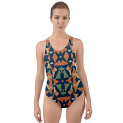 Abstract Pattern Geometric Backgrounds   Cut-out Back One Piece Swimsuit by Eskimos