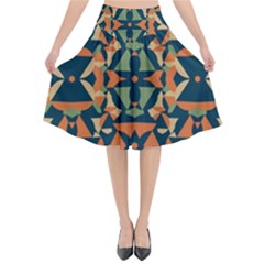 Abstract Pattern Geometric Backgrounds   Flared Midi Skirt by Eskimos