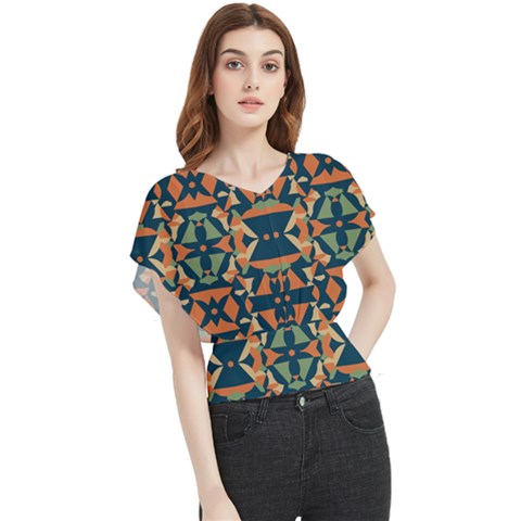 Abstract Pattern Geometric Backgrounds   Butterfly Chiffon Blouse by Eskimos