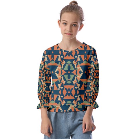 Abstract Pattern Geometric Backgrounds   Kids  Cuff Sleeve Top by Eskimos