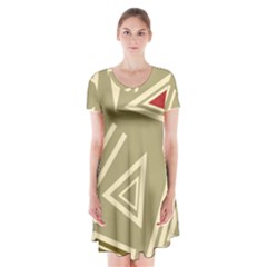 Abstract Pattern Geometric Backgrounds   Short Sleeve V-neck Flare Dress