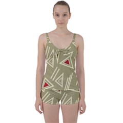 Abstract Pattern Geometric Backgrounds   Tie Front Two Piece Tankini by Eskimos