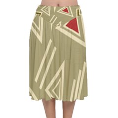 Abstract Pattern Geometric Backgrounds   Velvet Flared Midi Skirt by Eskimos