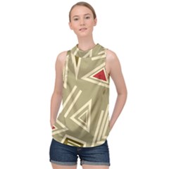 Abstract Pattern Geometric Backgrounds   High Neck Satin Top by Eskimos