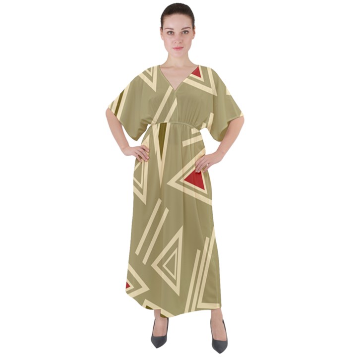 Abstract pattern geometric backgrounds   V-Neck Boho Style Maxi Dress