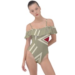 Abstract Pattern Geometric Backgrounds   Frill Detail One Piece Swimsuit by Eskimos