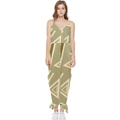 Abstract Pattern Geometric Backgrounds   Sleeveless Tie Ankle Chiffon Jumpsuit by Eskimos