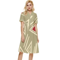 Abstract Pattern Geometric Backgrounds   Button Top Knee Length Dress