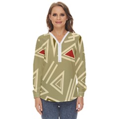 Abstract Pattern Geometric Backgrounds   Zip Up Long Sleeve Blouse