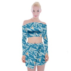 Abstract Pattern Geometric Backgrounds   Off Shoulder Top With Mini Skirt Set by Eskimos