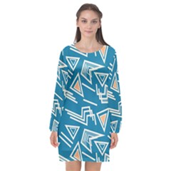 Abstract Pattern Geometric Backgrounds   Long Sleeve Chiffon Shift Dress  by Eskimos