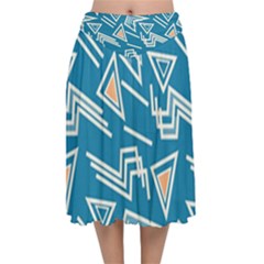 Abstract Pattern Geometric Backgrounds   Velvet Flared Midi Skirt by Eskimos