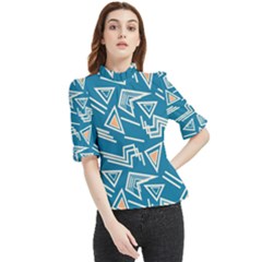 Abstract Pattern Geometric Backgrounds   Frill Neck Blouse