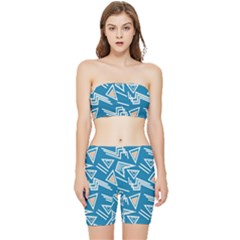 Abstract Pattern Geometric Backgrounds   Stretch Shorts And Tube Top Set