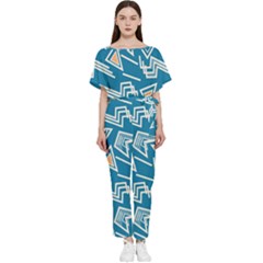 Abstract Pattern Geometric Backgrounds   Batwing Lightweight Chiffon Jumpsuit by Eskimos